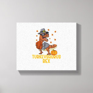 恐竜感謝少年トルコSaurus Tレックスキッド キャンバスプリント