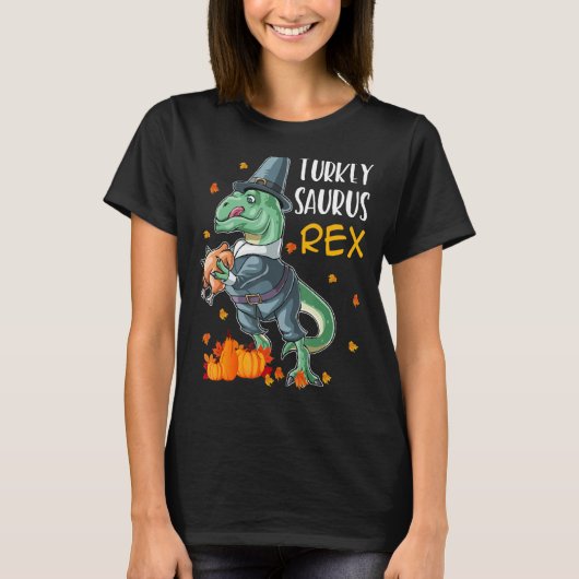 恐竜感謝少年七面鳥Saurus Tレックスピル Tシャツ (正面)