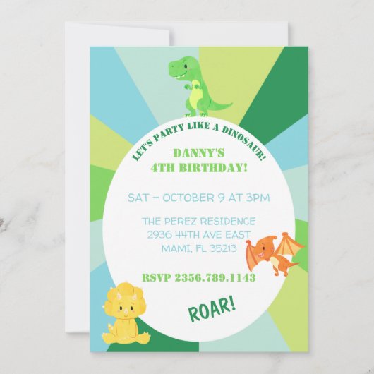 恐竜招待状 招待状 (正面)
