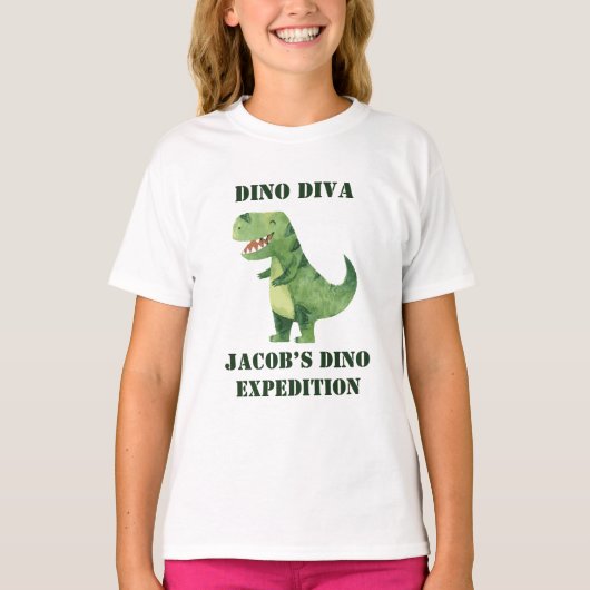恐竜探検隊の姉妹 恐竜 誕生日パーティー  Tシャツ (正面)