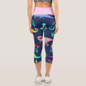 恐竜数々の色かわいいハイウェストのカプリス カプリレギンス (裏面)