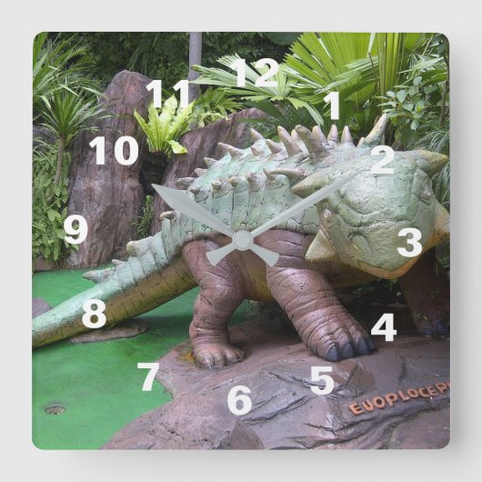 恐竜時計 スクエア壁時計 (正面)