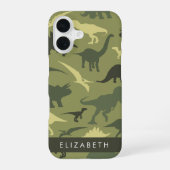 恐竜柄 恐竜のシルエット あなたの名前 iPhone 16ケース (裏面)