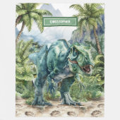 恐竜毛布パーソナライズされたの男の子の名前 フリースブランケット (正面)