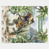 恐竜毛布ユニーク怒名前をカスタムする少年 フリースブランケット (正面(横))