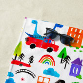 恐竜水彩忙し市パーソナライズされた ビーチタオル (インサイチュ)