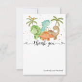 恐竜水彩誕生日 |ベビーシャワー感謝してい サンキューカード (正面)