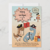 恐竜海賊ツインボーイズ誕生日パーティカスタムー 招待状 (正面)