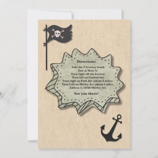 恐竜海賊ツインボーイズ誕生日パーティカスタムー 招待状 (裏面)