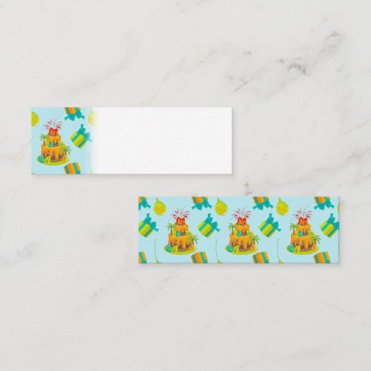 恐竜火山お誕生日ケーキディノエッグスバルーン スキニー名刺 (正面/裏面)