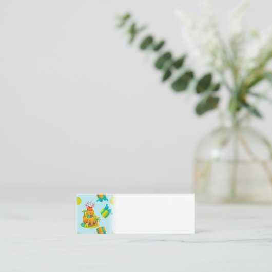 恐竜火山お誕生日ケーキディノエッグスバルーン スキニー名刺 (スタンド正面)