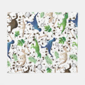 恐竜狩り！サファリで恐竜少年 フリースブランケット (正面(横))