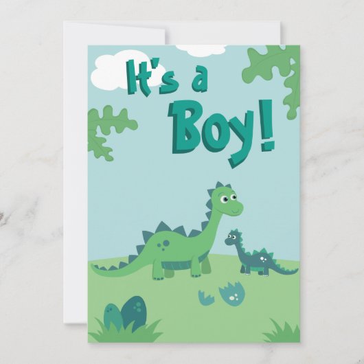 恐竜男の赤ちゃんシャワーパーティの招待状 招待状 (正面)