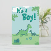 恐竜男の赤ちゃんシャワーパーティの招待状 招待状 (スタンド正面)