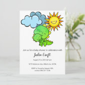 恐竜男女兼用の赤ちゃんシャワーかわいい招待 招待状 (スタンド正面)