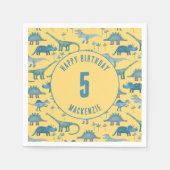 恐竜男女兼用子供の誕生日パーティー スタンダードカクテルナプキン (正面)