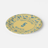 恐竜男女兼用子供の誕生日パーティー ペーパープレート (アングル)