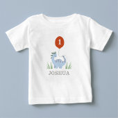 恐竜男子の初めての1歳の誕生日 ベビーTシャツ