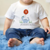 恐竜男子の初めての1歳の誕生日 ベビーTシャツ