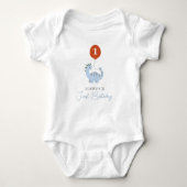 恐竜男子の最初の1歳の誕生日 ベビーボディスーツ (正面)