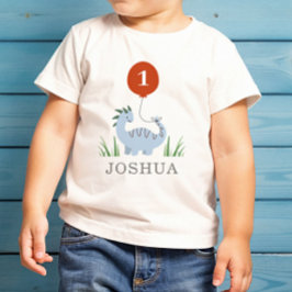 恐竜男子の最初の1歳の誕生日 ベビーTシャツ