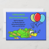 恐竜男子 青いツーサウルス 2歳の誕生日 招待状 (裏面)