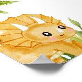 恐竜白モダン赤ちゃんシャワー歓迎ポスター ポスター (角)