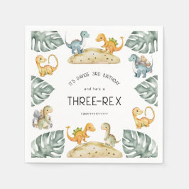 恐竜第三誕生日3レックスパーティー スタンダードカクテルナプキン