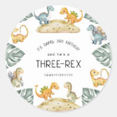 恐竜第三誕生日3レックスパーティー ラウンドシール (正面)
