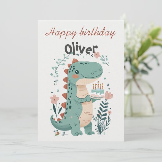 恐竜第五誕生日グリーティングカード 招待状 (スタンド正面)