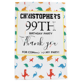 恐竜第1回の誕生日ジュラカラフルシック ミディアムペーパーバッグ