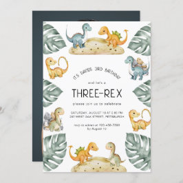 恐竜第3誕生日3レックスパーティー写真 招待状