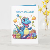 恐竜素晴らしのパーティー カード (黄色い花)