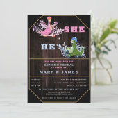 恐竜素朴のおもしろい葉のジェンダーがパーティーを明かす 招待状 (スタンド正面)