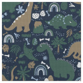 恐竜素朴の森の先史時代の子供のパターン ファブリック (クローズアップ)