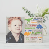 恐竜素朴生誕写真少年の最初の1日 招待状 (スタンド正面)