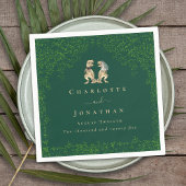 恐竜結婚のダークグリーン スタンダードカクテルナプキン