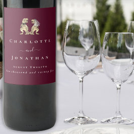 恐竜結婚のブルゴーニュ&クリーパーソナライズされたム ワインラベル