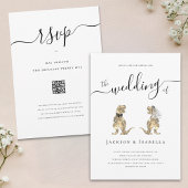 恐竜結婚のTレックス新郎新婦招待状 招待状