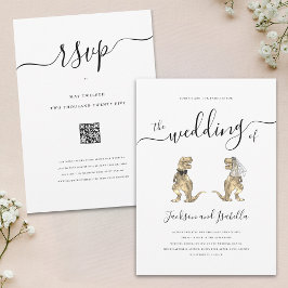 恐竜結婚のTレックス花嫁 招待状