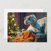 恐竜編み物メリークリスマス シーズンポストカード (正面/裏面)