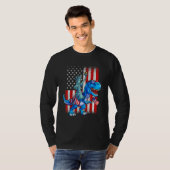恐竜自由の女神アメリカ独立記念日Tシャツ少年アメリカン Tシャツ (正面フル)