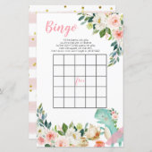 恐竜茶パーティー桃フローラ赤ちゃんシャワービンゴ (正面/裏面)