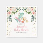 恐竜茶パーティー誕生日ベビーシャワーフローラ スタンダードカクテルナプキン (正面)