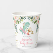 恐竜茶パーティー誕生日ベビーシャワーフローラ 紙コップ (裏面)