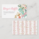 恐竜茶パーティー赤ちゃんシャワーおむつラッフル エンクロージャーカード (正面/裏面)