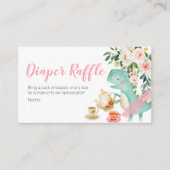 恐竜茶パーティー赤ちゃんシャワーおむつラッフル エンクロージャーカード (正面)