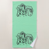 恐竜茶レックス ビーチタオル (正面)