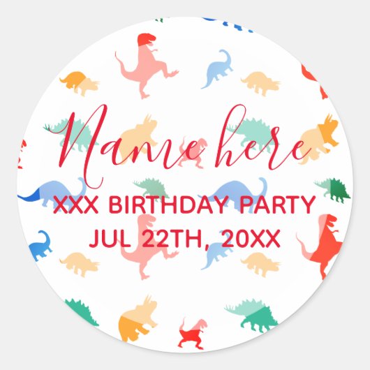 恐竜誕生日ありがとう ラウンドシール (正面)