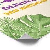 恐竜誕生日ウェルカムサインガール葉パーティー ポスター (角)